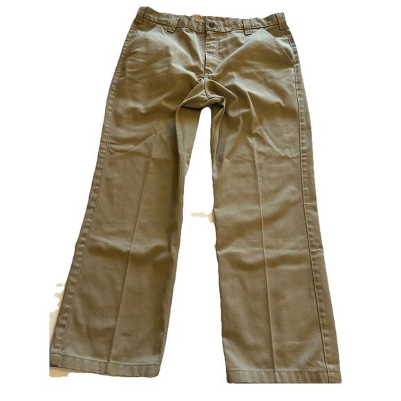Carhartt Khaki 36x30 Chino Pants Relaxed Fit Washed Twill Tan Mens Casual Logo - Picture 1 of 12